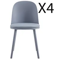 pegane lot de 4 chaises de salle à manger en polypropylène et simili-cuir coloris gris - longueur 45 x profondeur 55,50  x hauteur 80  cm  gris