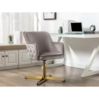 chaise de bureau - velours - taupe - capuli