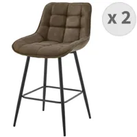 moloo grant - fauteuil de bar vintage en microfibre marron et métal noir (x2)  marron