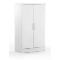 pegane armoire à chaussures, meuble à chaussures avec 2 portes coloris blanc - longueur 60 x profondeur 35 x hauteur 107 cm