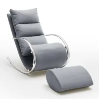 fauteuil relax yanis tissu gris pouf indépendant structure métal