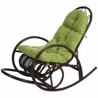 fauteuil à bascule hwc-c40, fauteuil pivotant, fauteuil en rotin, marron ~ rembourrage vert
