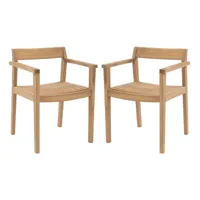 vente-unique lot de 2 fauteuils de jardin en teck - naturel clair - allende de mylia