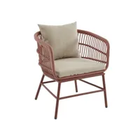 vente-unique fauteuil de jardin en résine tressée - terracotta - lousini de mylia  terracotta