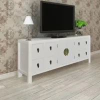 meuble tv scandinave - banc tv pour salon blanc 110x24x48 cm bois d'ingénierie -mn71291