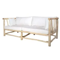 vente-unique canapé de jardin 3 places en teck avec coussins - naturel clair et blanc - tulum de mylia