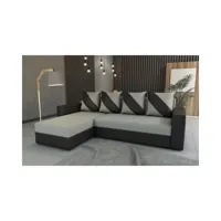 meublesline canapé d'angle convertible huli gris clair noir  violet