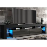 dusine meuble tv spider big à led en noir mat avec portes gris laqué 200 cm  noir