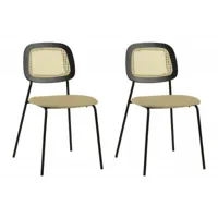 mathi design memphis - lot de 2 chaises de repas simili cuir beige  beige