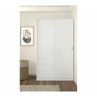 but armoire 2 portes 3 tiroirs l.118,5 cm best blanc laqué