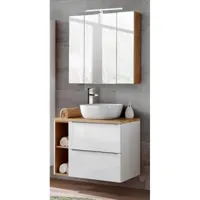 ac-deco ensemble meuble vasque + armoire miroir - 80 cm - capri white