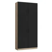inside 75 armoire de rangement penderie style industriel 4 portes key  bi-ton chêne noir mat 100 x 42 cm