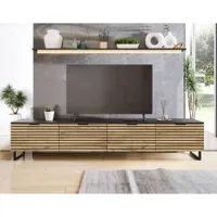 bestmobilier olympie - meuble tv - bois et noir - 200 cm  noir