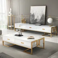 meubler design ensemble meuble télé et table basse luxuria base or
