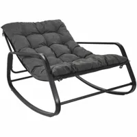the home deco factory fauteuil de jardin à bascule en métal miamii gris noir.  gris
