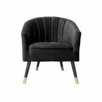 leitmotiv fauteuil 1 place en polyester effet velours - noir  noir