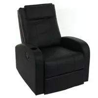mendler fauteuil de télévision durham, fauteuil relax, chaise longue, similicuir ~ noir  noir