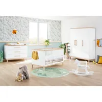pinolino pinolino chambre de bébé light 3 pièces  lit de bébé évolutif commode à langer large armoire grande  orange