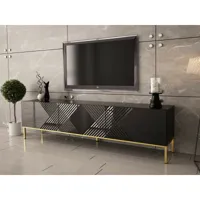 bestmobilier celeste - meuble tv - 190 cm - style contemporain  noir