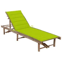 maison chic chaise longue de jardin avec coussin | bain de soleil relax | transat bambou -gkd90705  vert