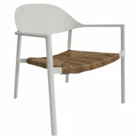 proloisirs fauteuil de jardin lounge en aluminium et résine bage blanc, beige.  blanc