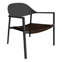 proloisirs fauteuil de jardin lounge en aluminium et résine bage graphite, noir.