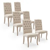 marque generique lot de 6 chaises capitonnées jade tissu beige  beige