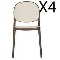 pegane lot de 4 chaises de salle à manger coloris taupe/rotin - longueur 48 x profondeur 56 x hauteur 85 cm  taupe