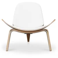iconik interior fauteuil lounge cw07 design boho bali - cuir premium ivoire  ivoire
