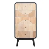 pegane chiffonnier , meuble de rangement en bois coloris naturel, noir - longueur 48,30 x profondeur 35 x hauteur 100 cm  noir