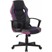 decoshop26 fauteuil de bureau gaming chaise gamer sur roulettes en synthétique et maille noir et violet bur10620