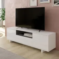 dansmamaison meuble tv 3 portes blanc/gris - ziara  blanc