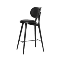 tabouret haut - high stool backrest hêtre noir/ cuir noir l 46 x p 38 x h 104 cm, assise h 74 cm