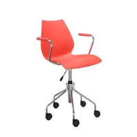 fauteuil de bureau - maui pourpre rouge polypropylène coloré dans la masse, acier chromé l 58cm x p 52cm x h 81-88cm,  assise h 49-57cm