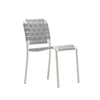 chaise et petit fauteuil extérieur - chaise inout 823 blanc/ sangles grises