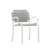 chaise et petit fauteuil extérieur - petit fauteuil inout 824 blanc/ sangles grises
