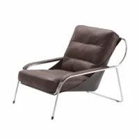 fauteuil - maggiolina acier inoxydable, cuir scozia marron l 71cm x p 102cm x h 83cm,  assise h 40cm