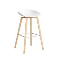tabouret haut - about a stool aas 32 h75 blanc l 50 x p 46 x h 85 cm,  assise h 75 cm chêne savonné