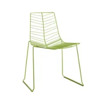 chaise et petit fauteuil extérieur - leaf acier laqué vert l 60cm x p 47,5cm x h 79cm,  assise h 45,5cm