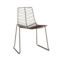 chaise et petit fauteuil extérieur - leaf acier laqué l 60cm x p 47,5cm x h 79cm,  assise h 45,5cm marron
