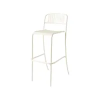chaise et petit fauteuil extérieur - tabouret haut patio lames  blanc perlé