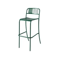 chaise et petit fauteuil extérieur - tabouret haut patio lames  vert mousse