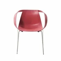 petit fauteuil - impossible wood piètement acier chromé rose l 65cm x p 53cm x h 75cm,  assise h 43cm piètement acier chromé, coque polypropylène et b