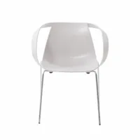 petit fauteuil - impossible wood blanc piètement acier chromé l 65cm x p 53cm x h 75cm,  assise h 43cm piètement acier chromé, coque polypropylène et