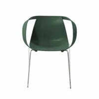 petit fauteuil - impossible wood piètement acier chromé vert l 65cm x p 53cm x h 75cm,  assise h 43cm piètement acier chromé, coque polypropylène et b