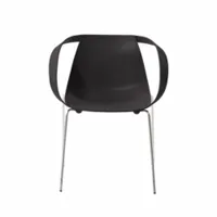 petit fauteuil - impossible wood piètement acier chromé noir l 65cm x p 53cm x h 75cm,  assise h 43cm piètement acier chromé, coque polypropylène et b