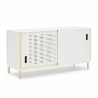 meuble de rangement - kabino blanc acier, frêne l 114cm x p 42cm x h 61cm