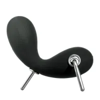 fauteuil - embryo chair acier chromé, tissu noir l 80cm x p 85cm x h 80cm,  assise h 45cm