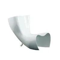 fauteuil - felt chair blanc résine de verre, aluminium poli l 67cm x p 106cm x h 86cm,  assise h 32,5cm