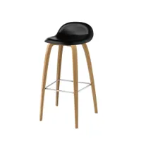 tabouret haut - 3d counter stool chêne noir l 44cm x p 47cm x h 87,5cm,  assise h 75cm coque hirek, piètement chêne